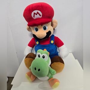 Super Mario 18" Plush Toy with Yoshi 7" Plush Stuffed Animals Red and Green